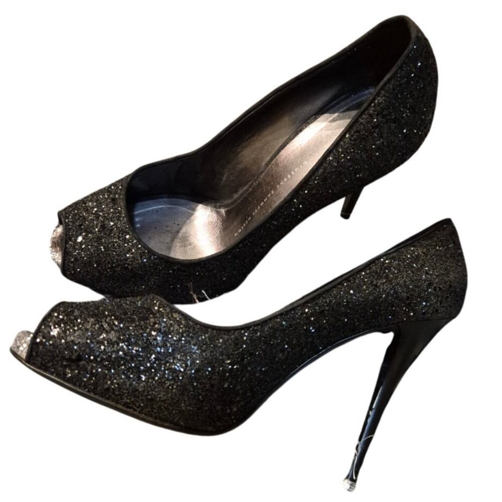 Giuseppe Zanotti Vintage Glitter Peep-toe Made in Italy pumps